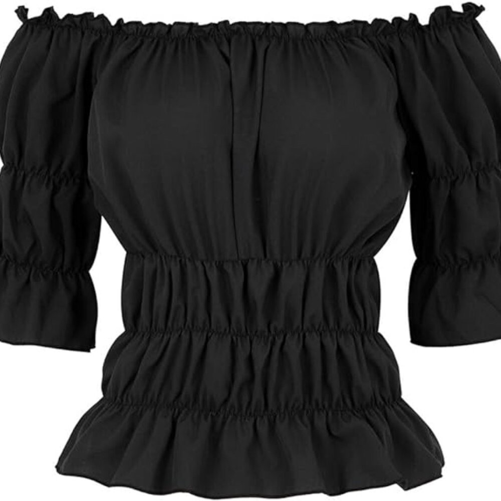 Sexy, lightweight black 3/4" sleeve pirate peasant wench top NWOT size 2xl